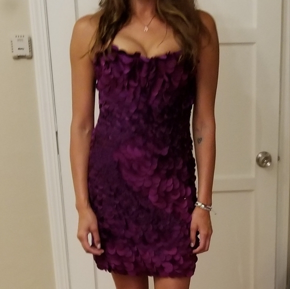 ROBERTO CAVALLI Silk Plum Sequin Corset Dress Size 42 US 6 - Picture 4 of 11